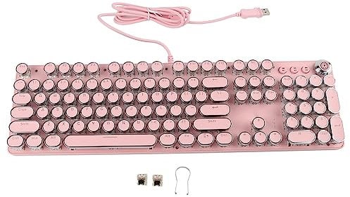 Gearwell Typewriter Style Mechanical Gaming Keyboard, 104 Keys, Real Mechanical Shaft Blue, 2 Colors Injection, Multi Mode, USB Connected