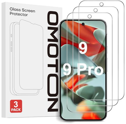 OMOTON Lot de 3 protections d'écran en verre trempé pour Pixel 9/9 Pro, support de déverrouillage d'empreintes digitales, anti-rayures