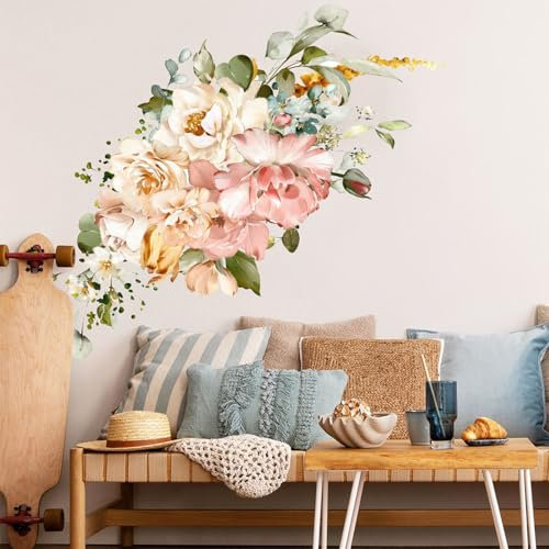 astylishome Wand Deko Blumen Wandtattoo für Kinderzimmer Mädchen Wandsticker für Schlafzimmer Pflanzen Wandaufkleber für Wohnzimmer Babyzimmer Küche Fenster Tür Wanddeko 1205