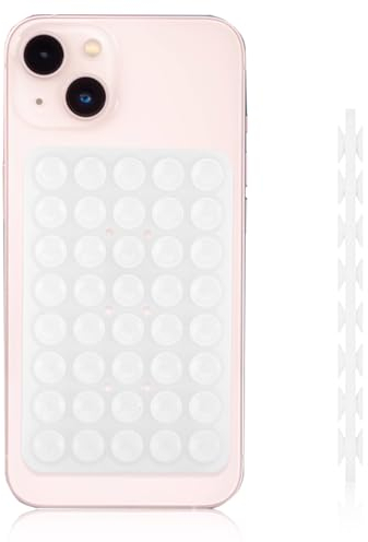 PEUTIER Suction Cup Phone Mount, Premium Silicone Adhesive Case with Double-Sided Suction Cup Holder for Selfies & Videos (Transparent)