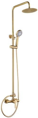 GALYON - Conjunto Columna de Ducha - Barra de Ducha Grifería Monomando - Serie Roma Oro Cepillado - Cartucho Cerámico Ø35mm