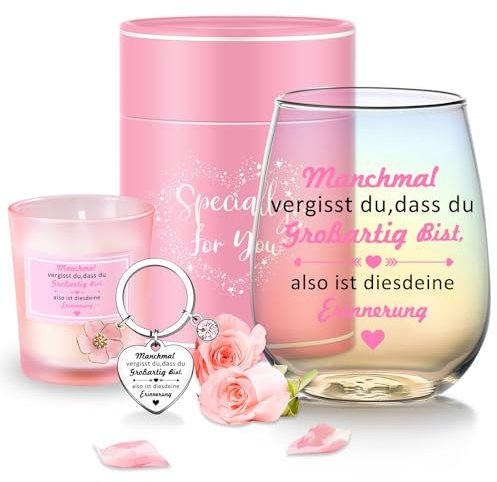 Dankeschön Weingläser - Personalisierte Geschenke für Frauen & Beste Freundinnen - Geburtstag, Weihnachten - 480ml