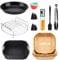 Heißluftfritteuse Zubehör,XXL Airfryer Zubehörnur für COSORI 5,5L, Philips Airfryer 6,2L, Inklusive Silikonform & Backpapier & Heißluftfritteusenrost & Backform, BPA-frei (14-Stücke)