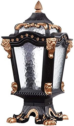 Lampadaire De Jardin Rétro Carré en Aluminium Moulé sous Pression, Éclairage De Colonne D'Extérieur Européen, Éclairage De Cour, Éclairage De Garage, Éclairage De Pelouse,25×25×51cm