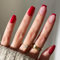 24Pcs French Tip False Nails Short - Press on Nails - Red Fake Nails with Glue - Glossy Full Cover Long Lasting Stick on Nails - Removable DIY Nail Art Gifts for Women Girls