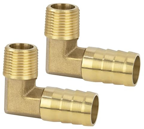 Ottone Tubo Portata Raccordi, 2 Pezzi Spinato da 16 mm a 3/8 Maschio Ottone Gomito Tubo a 90 Gradi, Raccordo Tubo Gomito Connettore per Acqua, Olio