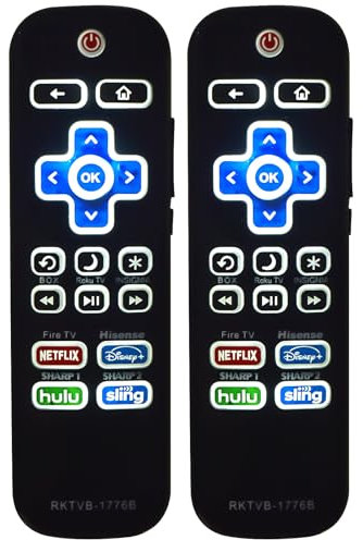 (Pack of 2) Backlit Remote Control for Roku TV,Replacement for TCL/Hisense/Sharp/Philips/Onn/Element/Insignia/Westinghouse Roku TV (NOT for Roku Stick and Box)，1 Year Warranty