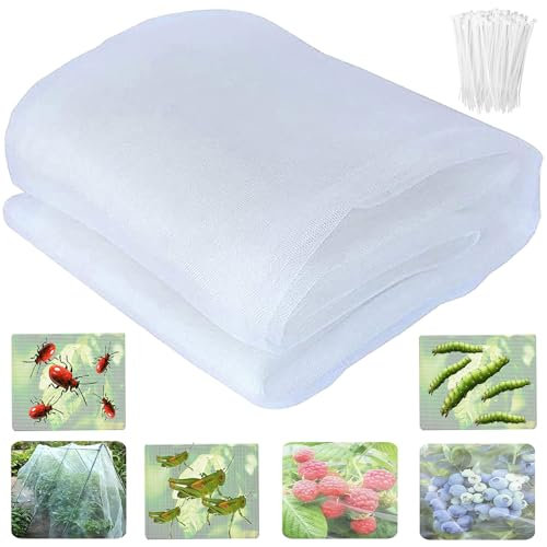 FZYESNO Gemüseschutznetz, 3x10m Insektennetz, ​Flexibel Formbares Gemüsenetz, ​Nachhaltiges Insektenschutznetz, Netz Feinmaschig für Garten, Landwirtschafts und Obstplantagenschutz (Weiß-01)