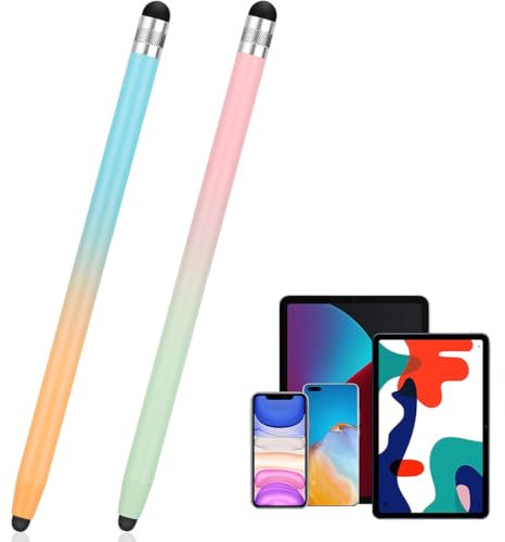 2 Pack Tablet Stift Touchscreen Stift 2 in 1 Gummi Stylus Touch Pen für alle Handys/Tablets iPhone i-Pad Pro Mini iWatch Samsung Huawei Xiaomi Surface Chromebook usw