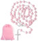 Rosenkranz Kette Rosenkranz Rosary mit Samt Geschenkbeutel Kommunion Rosenkranz Halskette Perlen für Frauen Rosenkränze Herzperlenketten Kleine Kreuzkette Rosenkranzkette