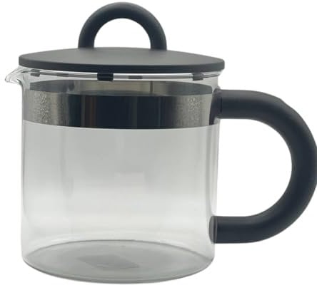 Glass Jug/Carafe with Lid & Handle 1.1L/1100ml Heat Resistant Tea Coffee Water Pitcher Ergonomic Handle for Comfortable Grip