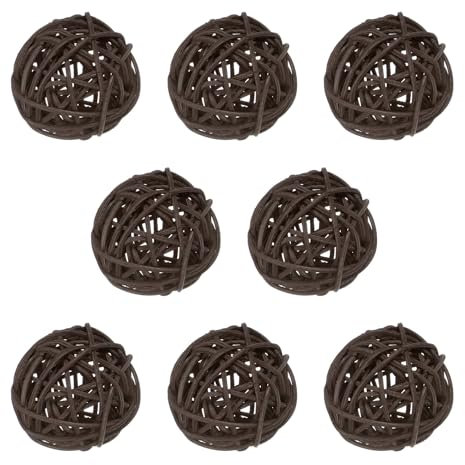 M METERXITY 8-Pack Wicker Rattan Balls 50mm/2 Inch Decorative Rattan Balls Orbs Vase Fillers Bowl Fillers for Christmas/Weddings/Thanksgiving/DIY Crafts/Home Decor [Brown]