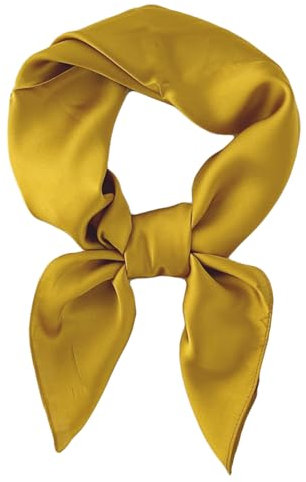 SHUBEIEUMI Seidentuch Damen, Seidenkopftuch, Einfarbiger Weicher Seidentuch, Halstuch Größe 70 cm x 70 cm, Damen Tuch Schal(Gelb)