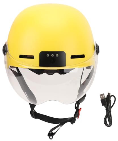 Adjustable Smart Bike Helmet with Built in 1080P Professional Camera and Safety Light for Adults Men Women (Yellow)