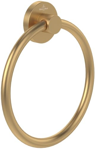 Villeroy & Boch Elements Tender Handtuchhalter, rund – Gold, gebürstet | Für die Wandmontage, Handtuchring aus Zink, 164 x 32 x 185 mm, TVA15100500076