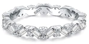 Wycian Verlobungsring Damen 54 Ring mit Stein Vintage 925er Sterlingsilber 3mm Quadratisches Zirkonspleißen für Wife Hochzeit