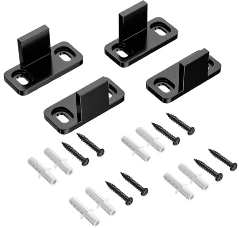 ZORVYN Lot de 4 guides pour porte coulissante, rail réglable, roulettes de sol ajustables, clip de guidage au sol avec vis et tubes d'expansion (4,2 x 1,8 x 2,2 cm)