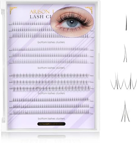 Arison Lashes Faux Cils en Grappes Inférieurs 4 Styles Cils Inférieurs Naturels Bande Fine Extensions de Cils DIY (Natural 5-7)