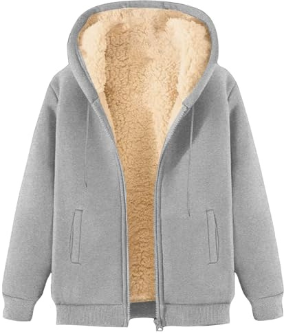 Felpa Pile Donna Felpe Con Zip E Cappuccio,Calda Pesante Giacca Invernale Con Cerniera Maniche Lunghe In Peluche Hoodie Con Tasche E Coulisse Casual Imbottita Giacche Sportiva Donna Cappotti Invernali
