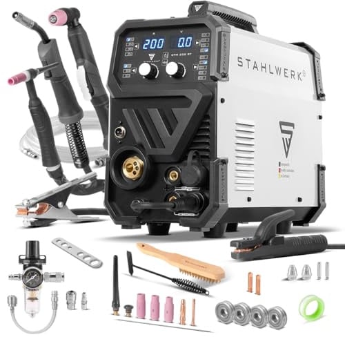 STAHLWERK Saldatrice combinata 4-in-1 CTM-250 ST – TIG, MIG/MAG, MMA, FLUX fino a 200 A, CUT (Plasma) fino a 45 A, taglio fino a 14 mm, parametri regolabili, IGBT