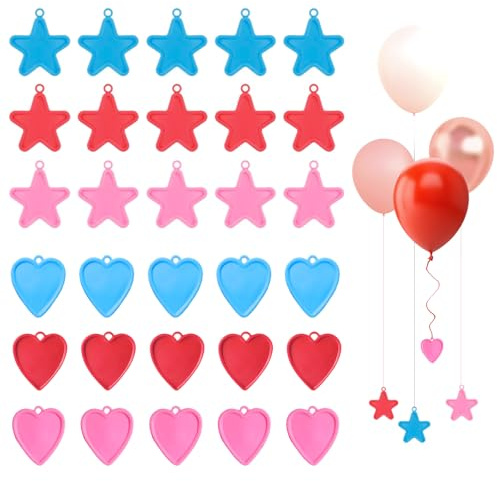30 Pezzi Pesi per Palloncini ad Elio, Supporto per Palloncini, Pesi per Palloncini Riutilizzabili, per Feste Matrimoni Compleanni (Stelle, Cuore)