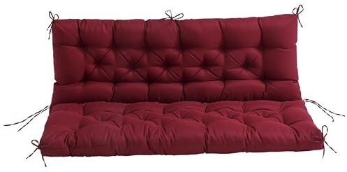 Tenger Home Gartenbankauflage mit Rückenlehne wasserabweisend UV - beständig Bankauflage In- & Outdoor Sitzkissen und Rückenkissen Hollywoodschaukel Sitzpolster (Bordeaux, 150 * 50 * 50 * 10 cm)