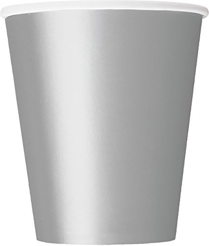 Silver Solid Paper Cups (9oz) 8 Count - Vibrant, Eco-Friendly Disposable Drinkware for Parties and Events