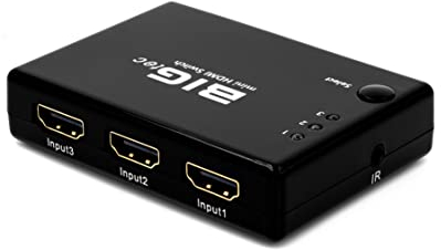 BIGtec 3fach High Speed HDMI Audio / Video Switch Verteiler Full HD mit Verstärker , IR Fernbedienung HDMI 3 x in / 1 x out Ultra - High Performance kompatibel HD-DVD , Sky-HD , STV , PS3 , Xbox360 , TV , DVD , Playstation, Receiver, DVD Player, TV Receiver und viele mehr HDCP letsBFI