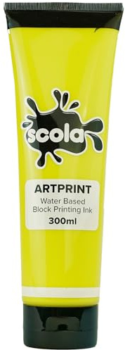 Scola Lemon 300ml Artprint Water Based Ink for Block and Lino Printing - Non-Toxic & Made in UK