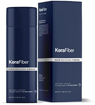 KeraFiber Professional Hair Building Fibres - Natural Keratin Hair thickener Fibres, Hair Powder for Men and Women, Full Head of Hair in 30 Seconds-Hair Fibres Black (28g/0.98oz)