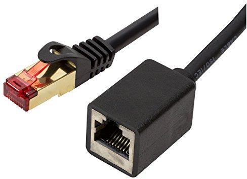 BIGtec 2m LAN Kabel Verlängerung Ethernet Kabel RJ45 Kupplung Adapter Stecker - Buchse schwarz vergoldet Patchkabel Netzwerkkabel Verlängerungskabel kompatibel mit CAT.7 CAT.6 CAT.6a CAT.5 CAT.5e