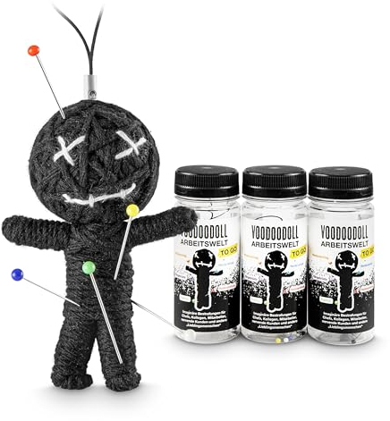 3er-Pack: Voodoo Doll in Dose | lustige Mini-Voodoo-Puppe to go | ARBEITSWELT Voodoo-doll | imaginäre Strafen für geliebte Chefs, sympatische Kollegen und andere Lieblingsmenschen auf der Arbeit