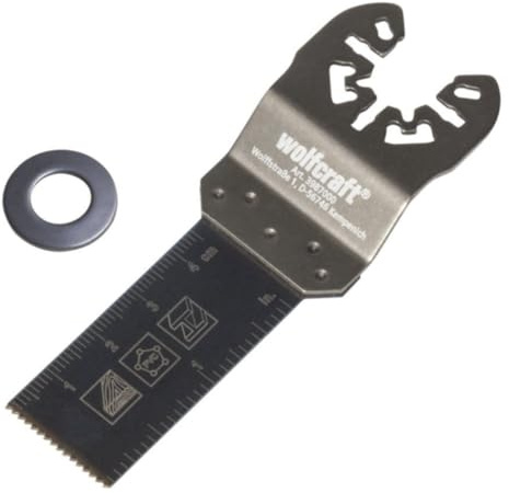 wolfcraft Tauchsägeblatt „PRO“ BiM, Universal-Aufnahme für Vibrationssäge I 3952000 I für Holz mit Nägeln, NE-Metalle I ideal für Länggschnitte