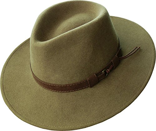 Rollbarer Hut mit breiter Krempe braunes Stoffband in 3 Farben!, Farben:Camel, Kopfgröße:58