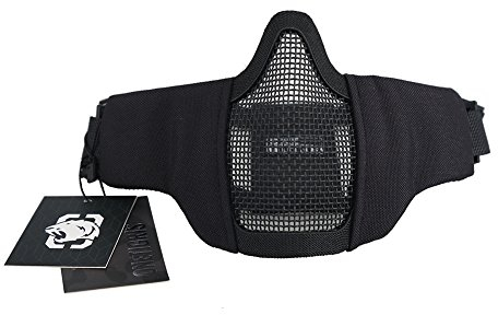 OneTigris Faltbare halbe Gesichtsschutz Maske Mesh Maske für Softair Paintball CS (Schwarz, L)