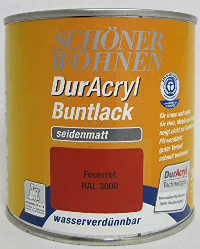 DurAcryl Buntlack Feuerrot 375 ml RAL 3000 Seidenmatt Schöner Wohnen