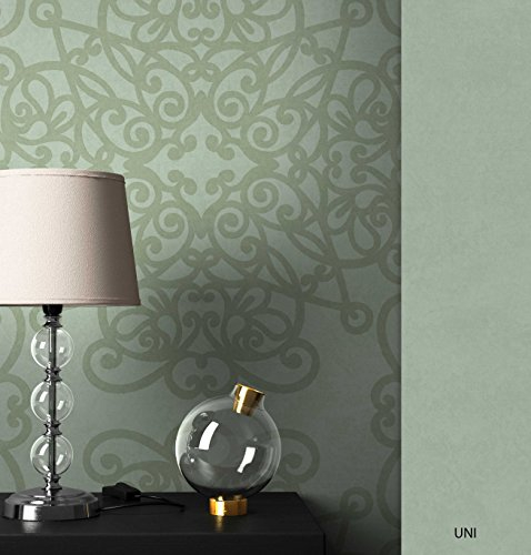 NEWROOM Barocktapete Tapete Grün Ornament Barock Vliestapete Pearl Vlies moderne Design Optik Barocktapete Wohnzimmer Glamour inkl. Tapezier Ratgeber