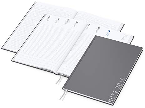 HYBRID-TIMER WEEK 2019 | DIN A4-Wochen-Terminplaner + Notizbuch | 128 Seiten + 64 Seiten Notizen kariert mit Mikroperforation | Hardcover-Einband | Made in Germany by Geiger-Notes