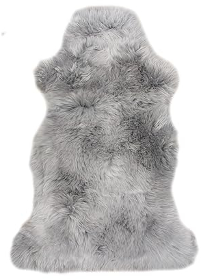 walexo Lammfell Teppich – Naturfell Schaffell, ökologisch gegerbt, in verschiedenen Größen, Naturfarben, echtes Fell für Sofa, Bett, Kinderwagen, Deko & Haustiere (Grau, 110-120 cm)