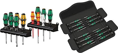 Wera XXL Kraftform Plus All-Round Screwdriver Set, PH/PZ/SL, 12PC, 05051010001 & 73675 Kraftform Micro Precision Screwdriver Set, 12 Pieces