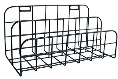 Rayher 25196576 Drahtablage, 2 Fächer, 20x10x10cm, schwarz, Wandregal, Metallregal, Aufbewahrungsbox, Gitterregal