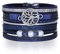 GW Leder Wrap Armband für Frauen Multi Rope Armbänder Manschette Handmade Bohemian Armkette Bracelets (Blau)