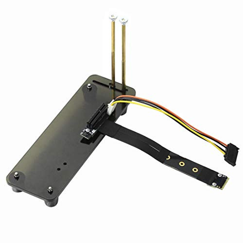 ADT-Link Riser PCIe X4 3.0 PCI-E 4X to M.2 NGFF NVMe M Key 2280 Riser Card Gen3.0 Cable 32G/BPS w/Vertical Bracket Holder Base (30CM,Magnetic Base)