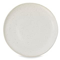 House Doctor Mittelgroßer Teller Pion Weiß | Gesprenkeltes Geschirr aus Steingut | Dänisches Design für Hygge-Lebensgefühl, Cream White, Small
