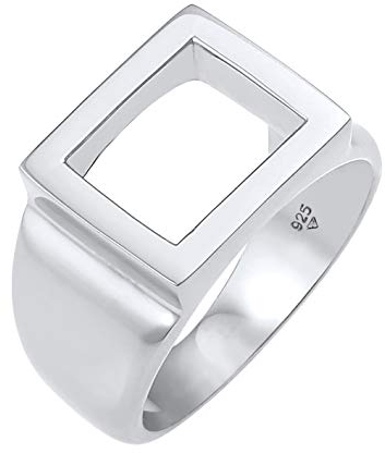 Kuzzoi Siegelring Herrenring poliert, Bandring massiv (13 mm) in 925 Sterling Silber, Markantes Schmuck Accessoire mit rechteckiger Oberfläche, Stilvoller Ring für Männer, Ringgröße 66, 0612890120_66