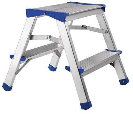 Klapptritt Stufen 2 Plattform-H.390mm Alu.m.Anti-R utsch-Riffelung