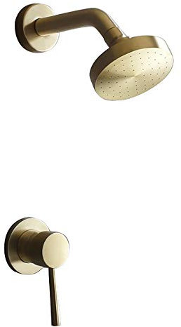 GLYYR Duschsystem Gebürstetes Gold Duschset Messing Duschsäule Duscharmatur Wandhalterung Duscharmatur Regendusche mit 100mm Duschkopf
