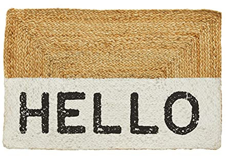 Mud Pie Jute Doormat, Hello, 23 x 36