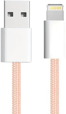 APM Cable iPhone, Chargeur iPhone [Certifié Apple MFi], Nylon Tressé Rose, Cordon USB Charge Rapide, Connecteur Lightning, Ultra Durable, Cable pour iPhone 14/13/12.., iPad, AirPod, (1M), 600400