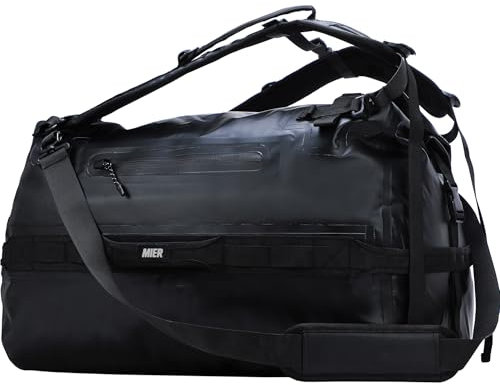 MIER Große wasserdichte Reisetasche Rolltop Trocken Rucksack Duffle Bags für Kajakfahren, Rafting, Bootfahren, Schwimmen, Camping, Reisen, Fitnessstudio, Strand, 60 l, Carbon Black